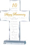 Happy 10 Years Anniversary Glass Cross Gift